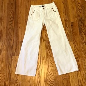 White flared jeans